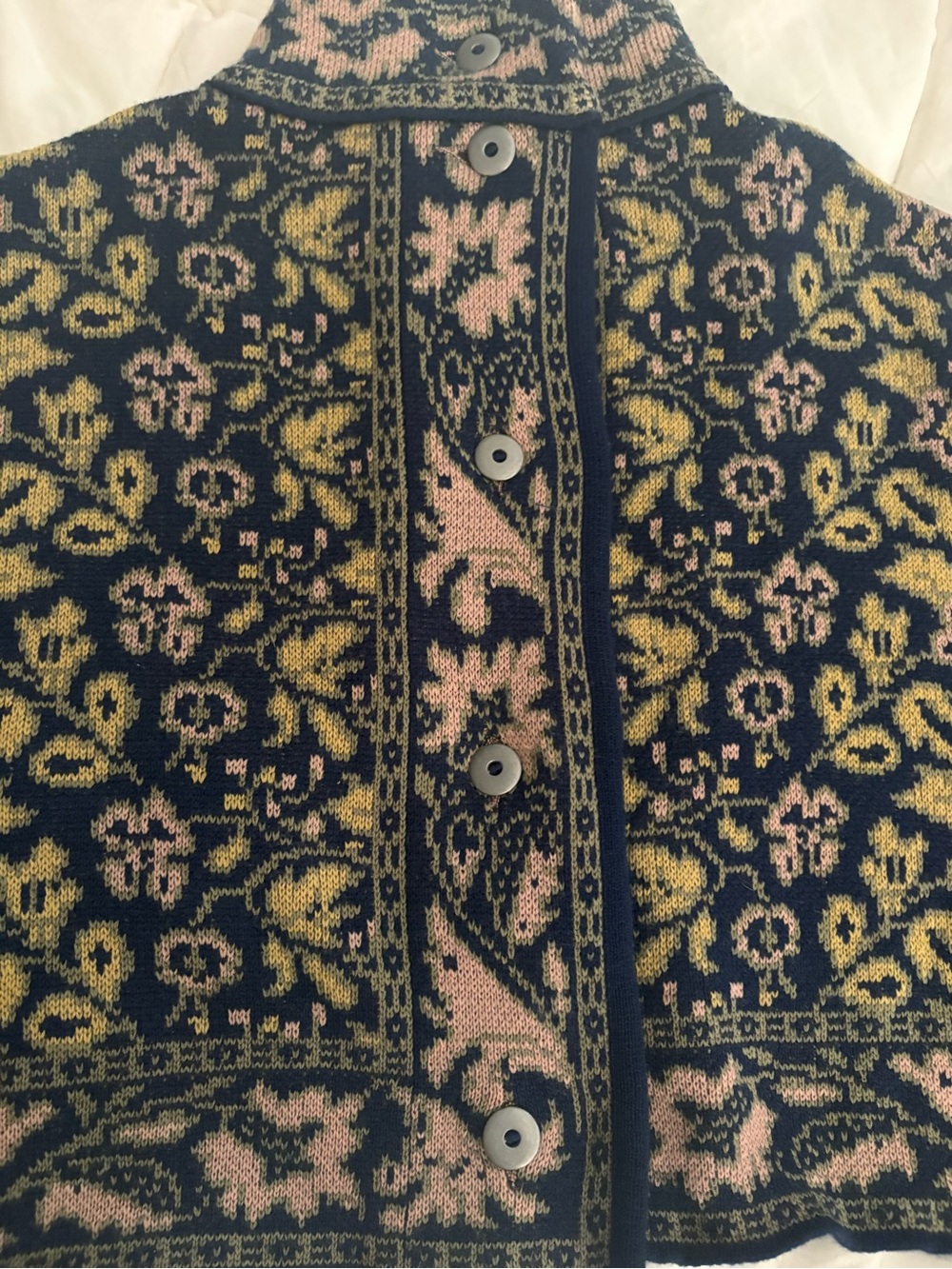 Vintage Jean Paul Gaultier Pour Equator Virgin Wool Floral Knit Cardigan Italy L - Picture 3 of 12